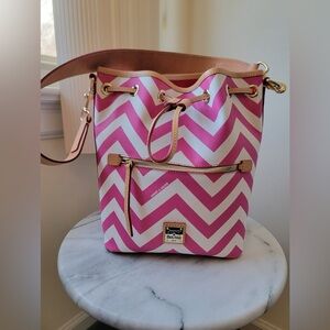 Dooney & Bourke Chevron  Barbiecore Drawstring bucket bag
